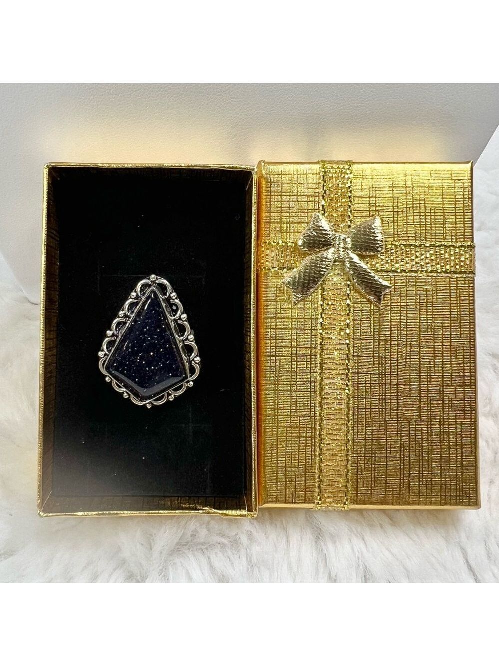 Blue Sunstone Add on Item Ring size 8.5 - Picture 2 of 5